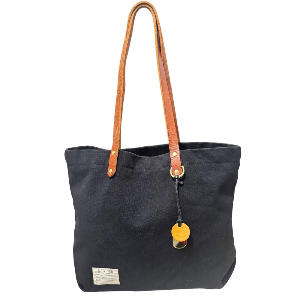 R. Riveter East/West Canvas Tote Market Handbag‎ in Black